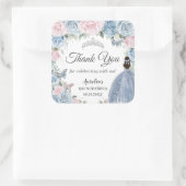 Baby Blauw Lichtroze Bloemen Prinses Quinceañera Vierkante Sticker (Tas)