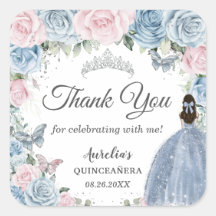 Baby Blauw Lichtroze Bloemen Prinses Quinceañera