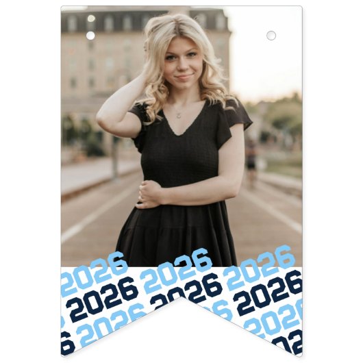 Baby Blauw Navy 16 Foto Afstuderen Hangende Banner (Eerste vlag)