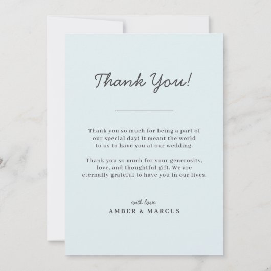 Baby Blauw Ombre Zilveren bruiloft Bedankkaart (Achterkant)