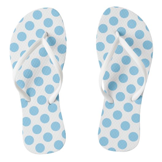 Baby blauw op Wit Groot Grootte Polka Dots Teenslippers (Voetbed)