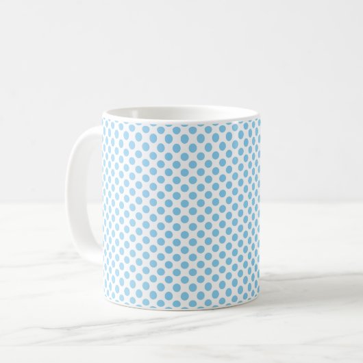 Baby Blauw op Wit Klein Grootte Polka Dots Patroon Koffiemok (Voorkant links)
