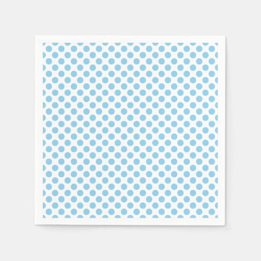 Baby Blauw op Wit Medium Size Polka Dots Papier Servet (Voorkant)