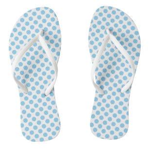 Baby blauw op Wit Medium Size Polka Dots Teenslippers