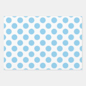 Baby Blauw op Wit Verschillende Maten Polka Dots Inpakpapier Vel (Voorkant)