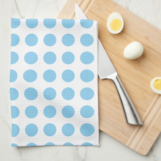Baby Blauw op Witte Grote Grootte Horiz. Polka Dot Theedoek (Quarter Fold)