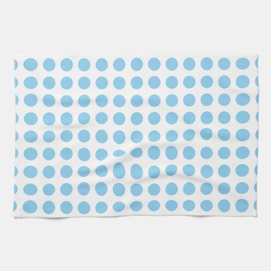 Baby Blauw op Witte Grote Grootte Horiz. Polka Dot Theedoek (Horizontaal)