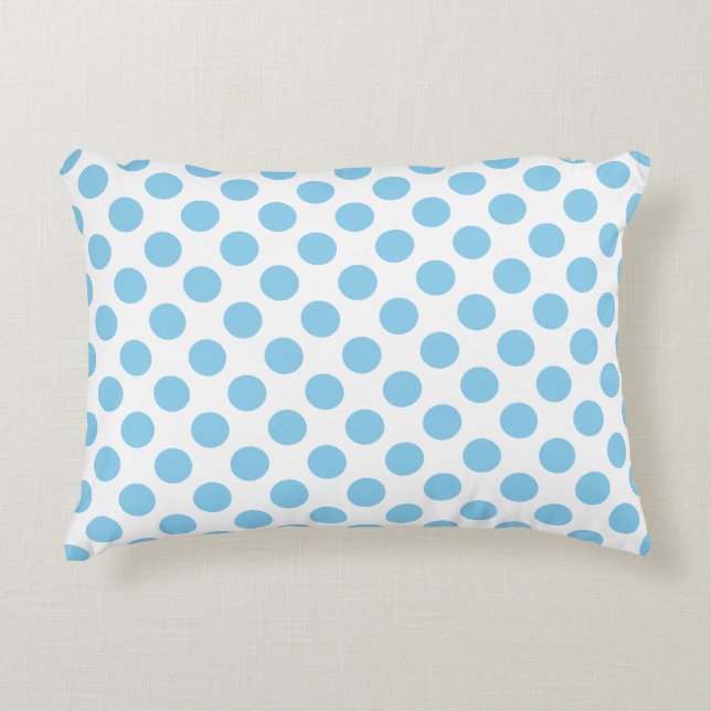 Baby Blauw op Witte Grote Grootte Polka Dots Accent Kussen (Voorkant)
