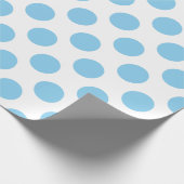 Baby Blauw op Witte Grote Grootte Polka Dots Cadeaupapier (Hoek)