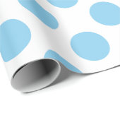Baby Blauw op Witte Grote Grootte Polka Dots Cadeaupapier (Rol Hoek)
