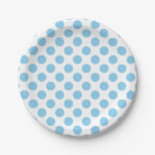Baby Blauw op Witte Grote Grootte Polka Dots Papieren Bordje (Voorkant)