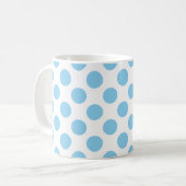 Baby Blauw op Witte Grote Grootte Polka Dots Patro Koffiemok (Voorkant links)