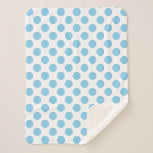 Baby Blauw op Witte Grote Grootte Polka Dots Sherpa Deken