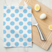 Baby Blauw op Witte Grote Grootte Polka Dots Theedoek (Quarter Fold)