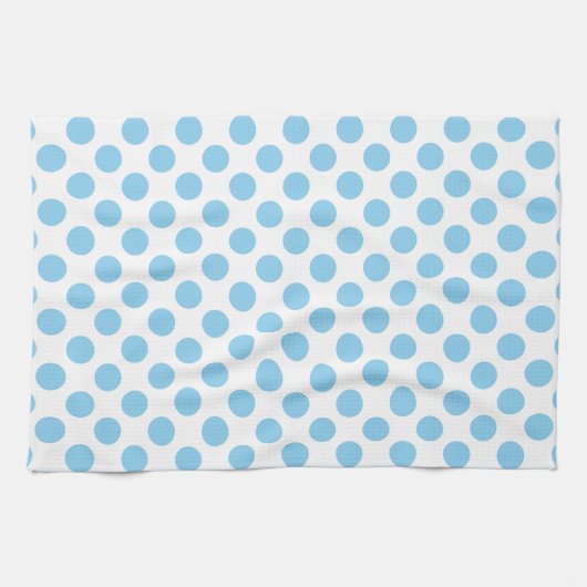 Baby Blauw op Witte Grote Grootte Polka Dots Theedoek (Horizontaal)
