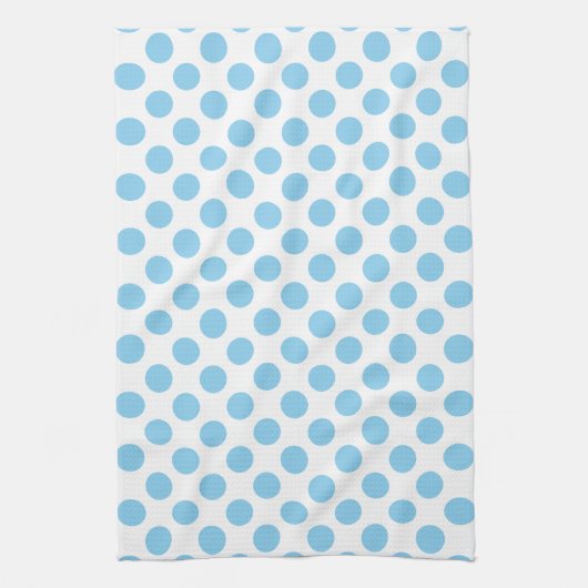 Baby Blauw op Witte Grote Grootte Polka Dots Theedoek (Verticaal)