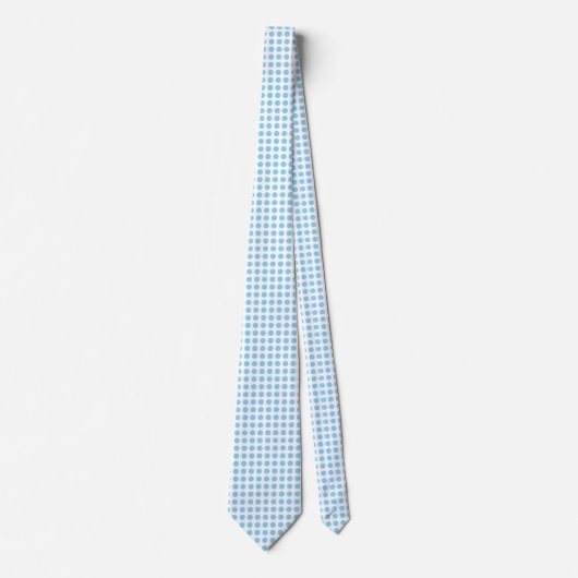 Baby Blauw op Witte Grote Horizontale Polka Dots Stropdas (Voorkant)