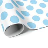 Baby Blauw op Witte Middelgrote Grootte Polka Dots Cadeaupapier (Rol Hoek)