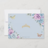 Baby Blauw Paarse Lila Bloemen Quinceañera Sweet 1 RSVP Kaartje (Achterkant)