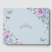 Baby Blauw Paarse Lila Floral Silver Quinceañera Gastenboek (Achterkant)