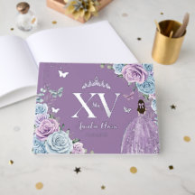 Baby Blauw Paarse Lila Floral Silver Quinceañera