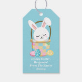 Baby Blauw Paashaas Schattige Custom Kinderbed Cadeaulabel (Voorkant)