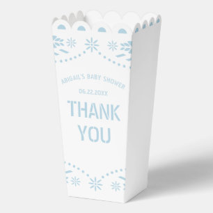 Baby blauw papel picado Bedankt Baby shower Bedankdoosjes