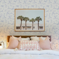 Baby Blauw Pastel Topical Blad Wallpaper