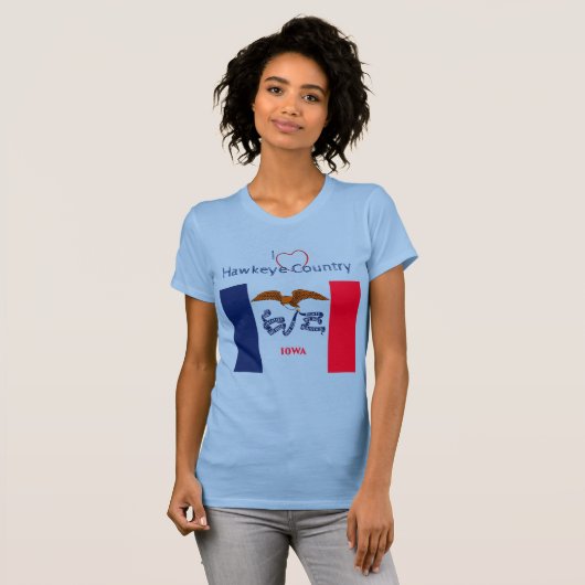 Baby Blauw Patriottisch Hawkeyes Iowa Vlag T-shirt (Voorkant volledig)