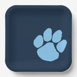 Baby Blauw Pawprint op Navy Paper Party Borden Papieren Bordje