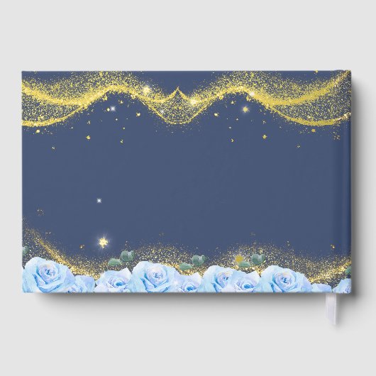 Baby Blauw Prinses Foto Gouden Folie Quinceañera Gastenboek (Achterkant)