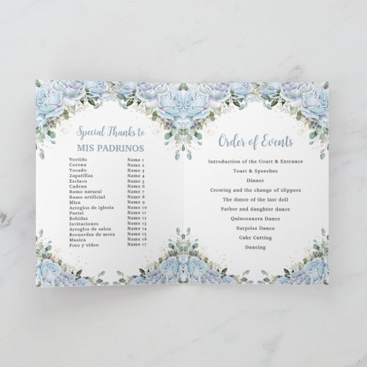 Baby Blauw Prinses Quinceañera Orde van het Evenem Programma (Binnen)