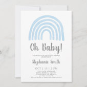 Baby Blauw Regenboog Baby shower Jongensuitnodigin Kaart (Voorkant)