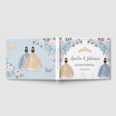 Baby Blauw Roze Bloemen Prinsessen Twins Quinceañe Gastenboek (Volledig)