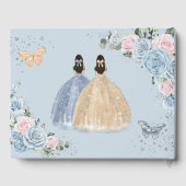 Baby Blauw Roze Bloemen Prinsessen Twins Quinceañe Gastenboek (Achterkant)