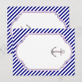 Baby blauw, roze nautische trouwtafel nummer briefkaart (Voorkant / Achterkant)