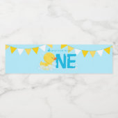 Baby Blauw Rubber Eend 1e Verjaardag Waterfles Etiket (Enkel label)