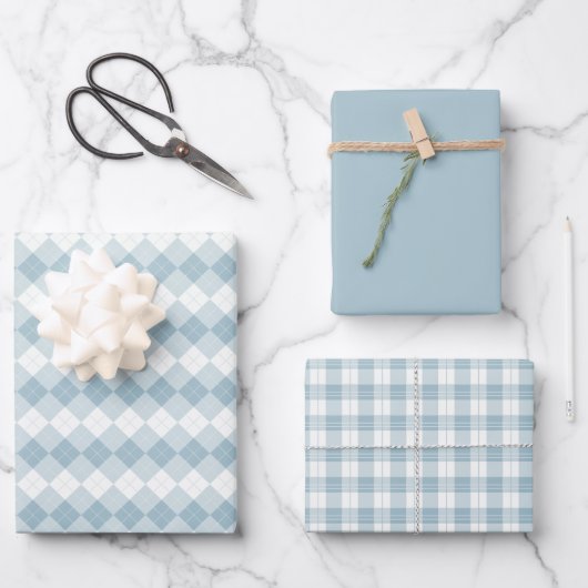 Baby Blauw Rustiek Romantisch & Elegant Inpakpapier Vel (Voorkant)
