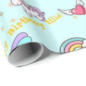 Baby Blauw Schattige Regenboog Eenhoorn Star Magic Cadeaupapier (Rol Hoek)