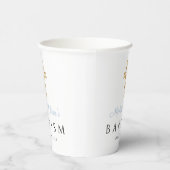 Baby Blauw Script Religieus Kruis Jongen Doop Papieren Bekers (Rechts)