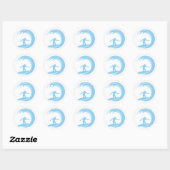 Baby Blauw Surfen Ronde Sticker (Vel)