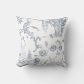 Baby Blauw Toile Konijnenkonijn Speeltuin Kussen (Voorkant)