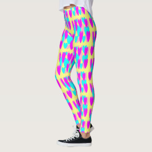 Baby blauw warm roze mellow gele harten leggings