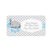 Baby Blauw, Wit en Grijs Olifant Baby shower Etiket (Voorkant)