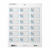 Baby Blauw, Wit en Grijs Olifant Baby shower Etiket (Full Sheet)