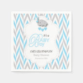 Baby blauw, wit grijs olifant Baby shower 2 Servetten (Voorkant)
