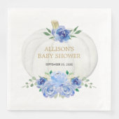 Baby blauw wit groen bloemenwitte pompoenen servet (Voorkant)