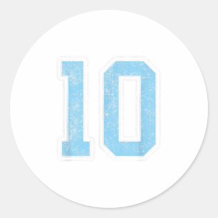 Baby Blauw Wit Nummer 10 Jersey Speler Uniform #1 Ronde Sticker