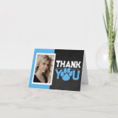 Baby Blauw Wit Pawprint Afstuderen foto vouwen Bedankkaart (Voorkant)