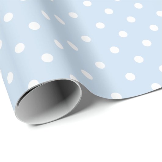 Baby Blauw | Wit Polka Dot inpakpapier (Rol Hoek)